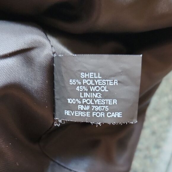 Anne Klein Dark Gray Trench Coat Women S Wool Polyester Jacket Warm Winter - Picture 6 of 11